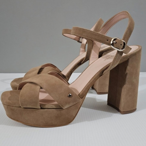 Kate Spade Delphi Platform Sandal Block Heel Shoe Roasted Almond Womens Size 10 - Picture 1 of 12